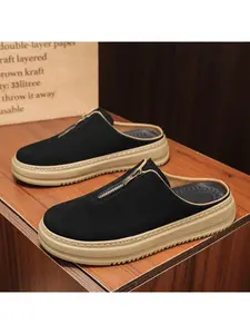 Spring New Trendy Casual Slip-On Shoes, Comfortable Half-Boots for Daily Commute, Lazy Style One-Push Design, Versatile and Stylish Footwear