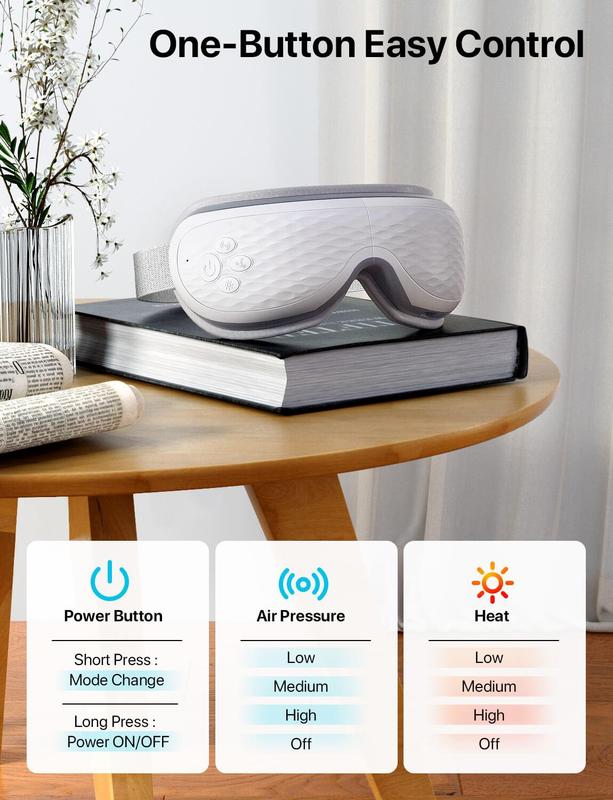 ALLJOY Eye Massager with Heat, Air Pressure & Bluetooth Music – Silent Model for Ultimate Eye Relaxation Therapy