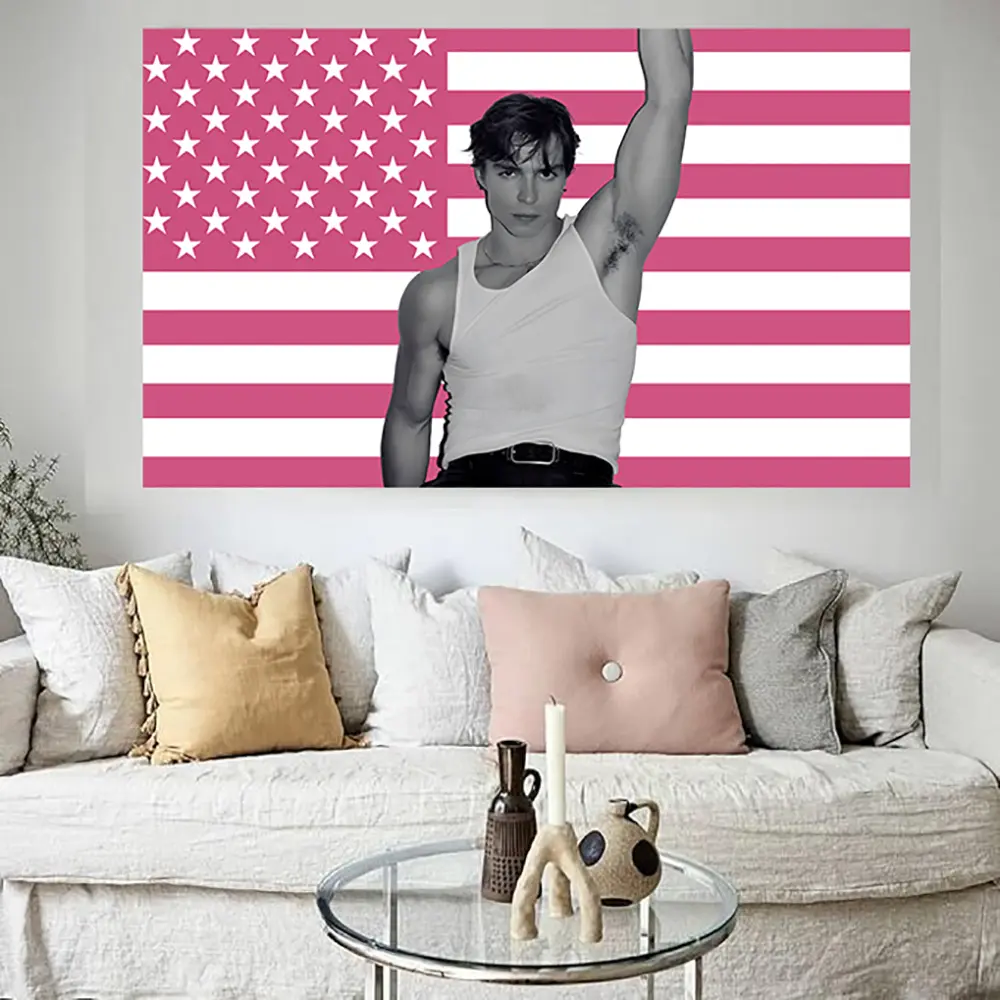 Nicolas Chavez Flag 3x5ft Funny Nicolas Alexander Chavez Pink Flag, Wall Art Tapestry Poster for Wall Hanging Poster Flag Gift with Two Brass Grommets