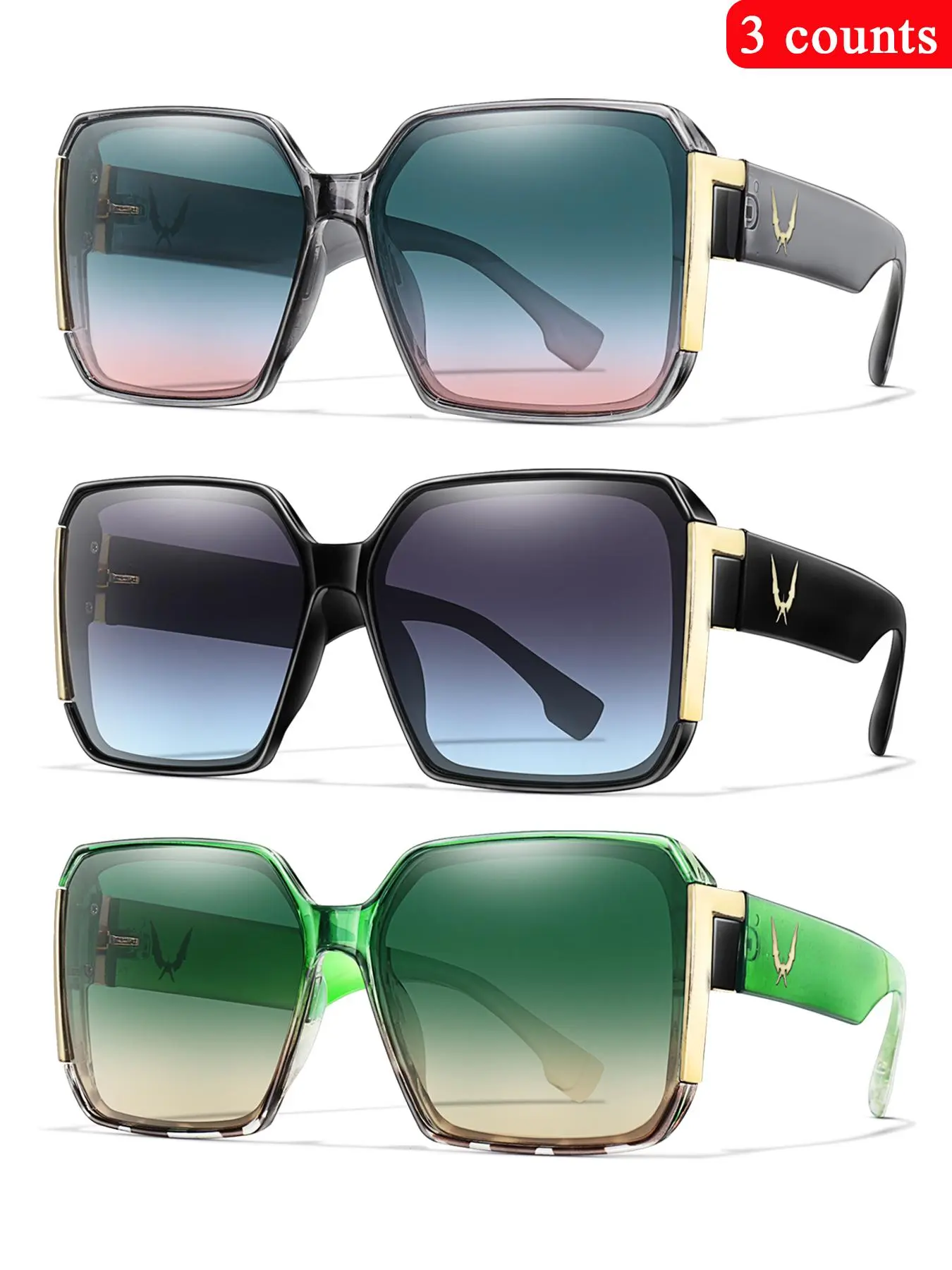 Unisex Fashionable Tinted Lens Sunglasses, Trendy Casual Sunglasses for Everyday Use, Fashion Accessories for Outdoor Activities