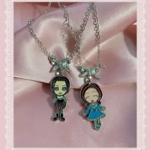 Kawaii NaNa Ai Yazawa Hachi Y2K Lolita Anime Manga Necklace with Adorable Character Pendant and Bow Charm BBF Matching