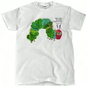 Printed The Very Hungry Caterpillar Book By Eric Carle White T-Shirt Comfortable Cotton Unisex Graphic T Shirts Unisex Casual Tee