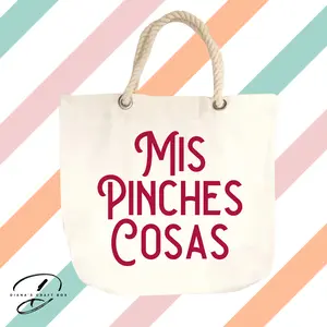 Mis pinches cosas rope tote bag
