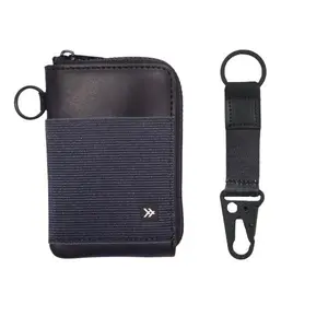 Thread Leather Zipper Wallet + Keychain Clip Bundle