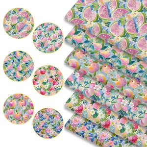 6pcs Summer Fruit Print Fabric Bundles, 45cm*50cm/17.72in*19.69in Fresh Citrus & Berry Pattern Fabric Squares for Quilting, Patchwork DIY Sewing Material for Bedding, Tablecloth, Bags, Headbands, Pillowcases