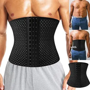 CATTIBOR 1/2 PACK Menswear Solid Color Hook & Eye Front Waist Trainer Belt,High Stretch Tummy Control Waist Cincher,Men's Shaperwear For Daily Use