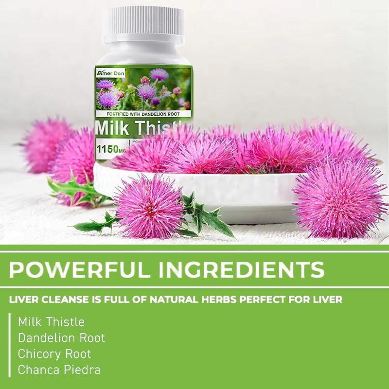 Liver Cleanse & Detox Support Supplement 1600mg with 120 caps + Milk Thistle