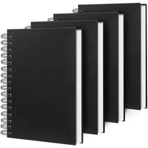 Lined Spiral Notebook A4 Large Black Journal 8.5" x 11"4 7mm College Ruled Hardcover Notebooks 160 Pages 100GSM Thick Paper for Note Taking School Office Supplies