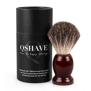 QSHAVE 100% Best Original Pure Badger Hair Shaving Brush Handmade Real Wood Man Valentines Birthday Gift