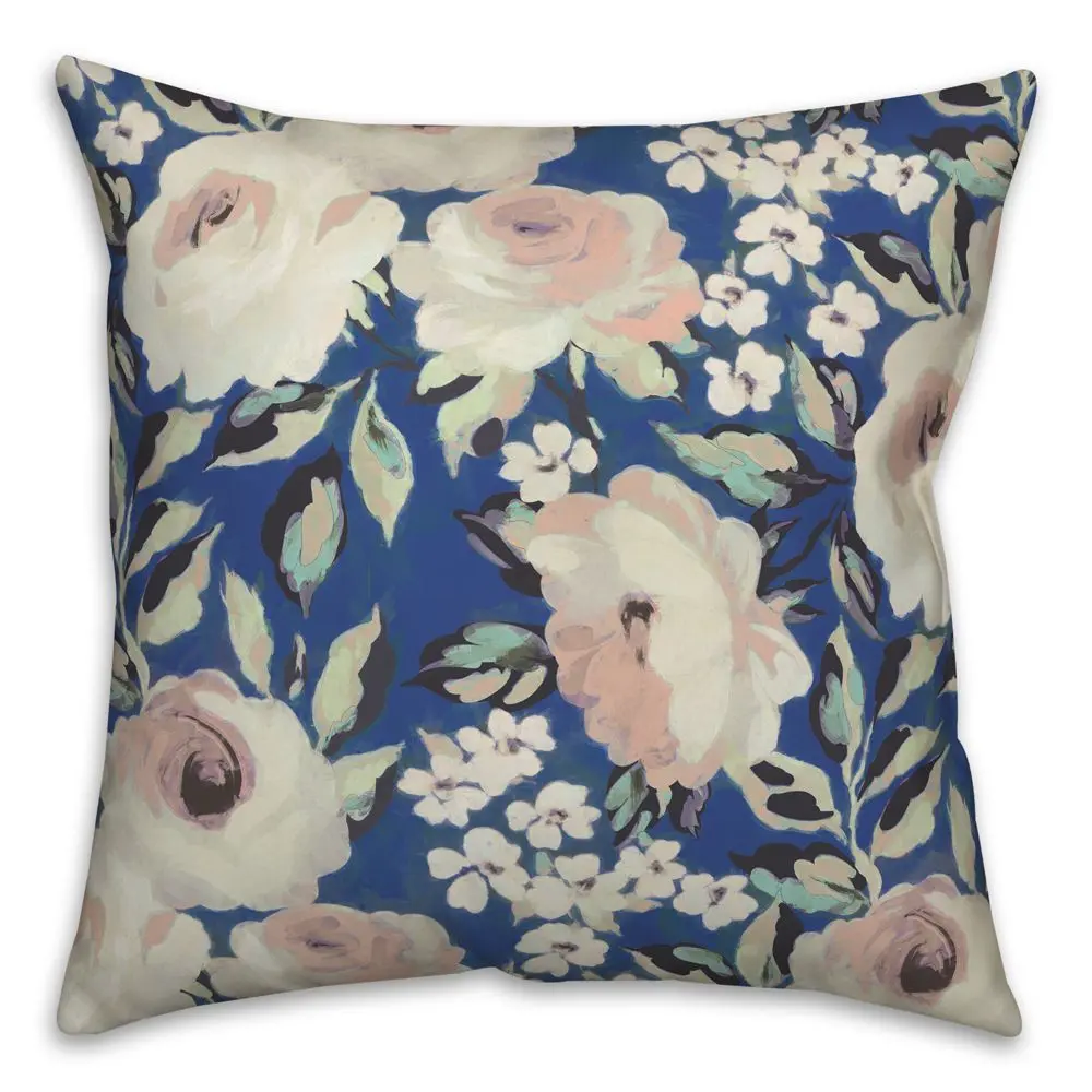 Creative Products 1-Piece Double Print Floral Blue 18x18 in Indoor-Outdoor Throw Pillow, Textile Soft Furnishing for Room Decor, House Decor, One-Piece
