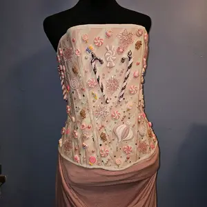 Holiday Candy Cane Corset – Handmade Pink and White Christmas Couture Bodice Made-to-Order Holiday Corset – Limited Pre-Order Available