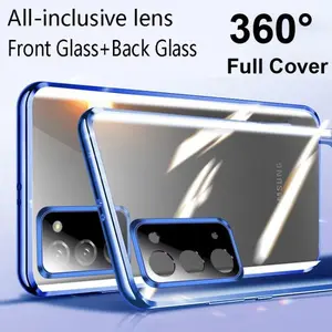 Double Sided Magnetic Metal Tempering Glass Lens Protection Cover For Samsung Galaxy S25 Plus S21 S22 Ultra S23 S24 FE Cases