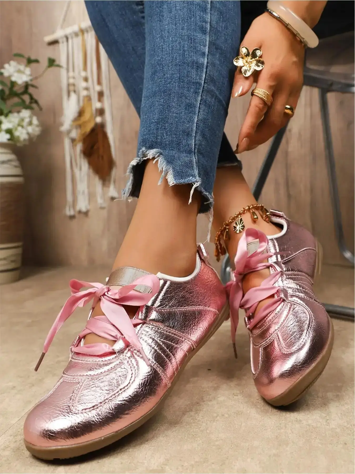 Women's Elastic Drawstring Ballet Dance Shoes, Sneakers for Training Practice with Non Slip Sole, Ballerina classic design everyday essential versatile style comfort wear wardrobe staple piece relaxed fit breathable