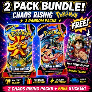 Pokémon Chaos Rising 2 Pack Bundle + FREE Holographic Anime Sticker