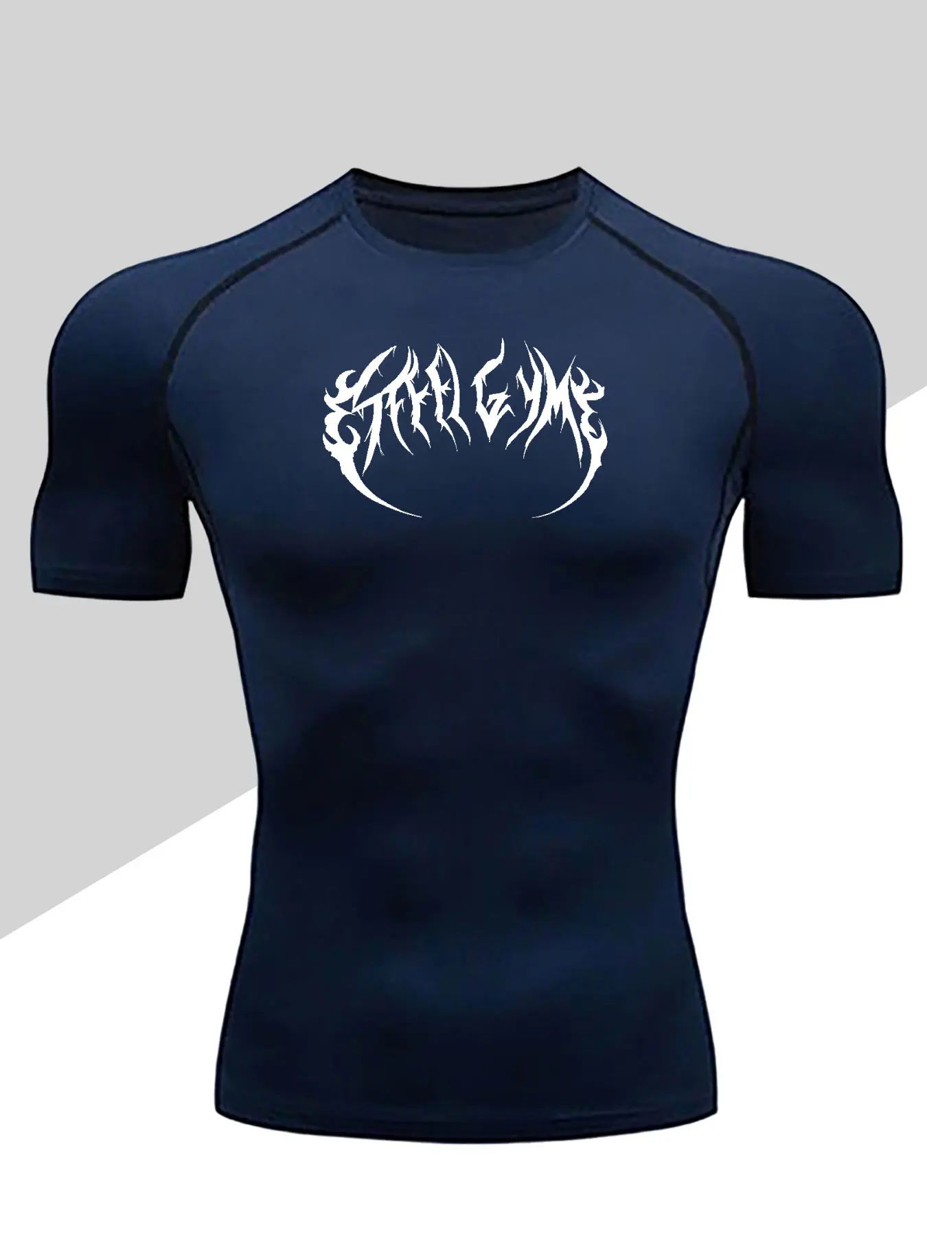 Men's Dragon Print Compression T-Shirt, Quick-Dry Breathable Stretch Fabric, Tight-Fitting Short Sleeve Top for Fitness and Outdoor Activities