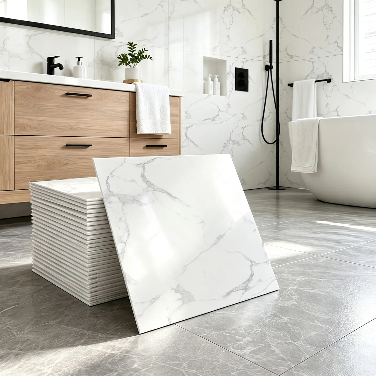 20-Pack 3D Marble Look Peel and Stick Foam Panels (11.8"x11.8") — Self-Adhesive, Waterproof & Washable Decorative Wall Tiles, Repositionable and Cuttable, Ideal for Indoor Wall Decor in Bathroom, Kitchen, Living Room