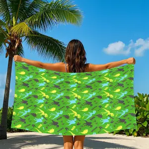 Dinosaur Beach Towel, Colorful Dino Print, Blue Colors, Perfect for Beach Days, Essential for Dinosaur Lovers!