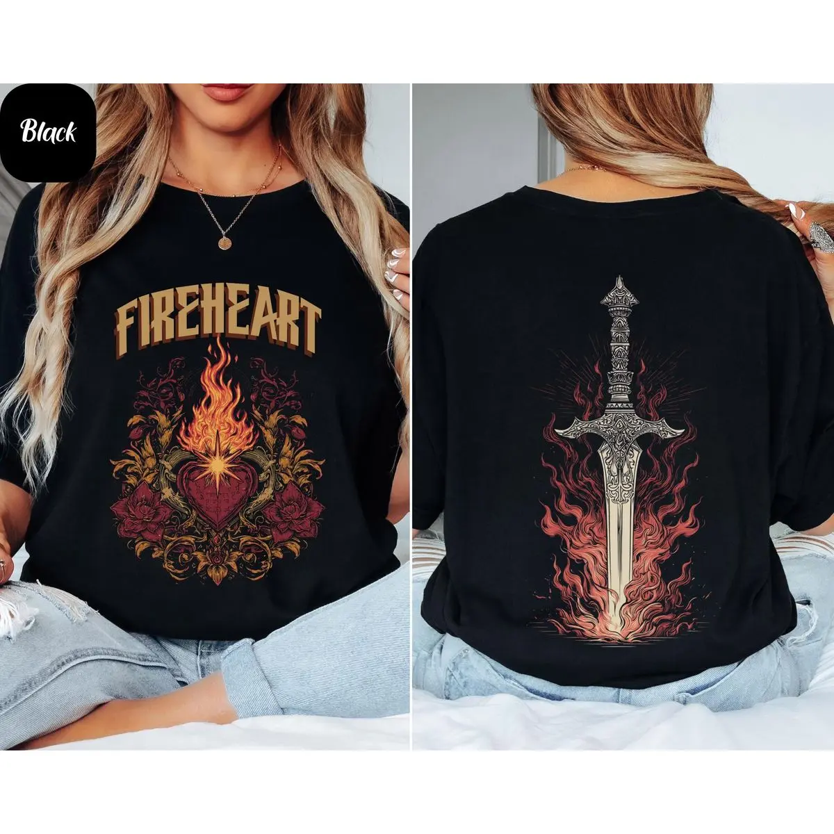 Comfort Colors Fireheart Shirt, Throne Of Glass Inspired Tee, Bookish Fantasy Graphic T Shirt, Unisex Short Sleeve Tee, Crewneck Top