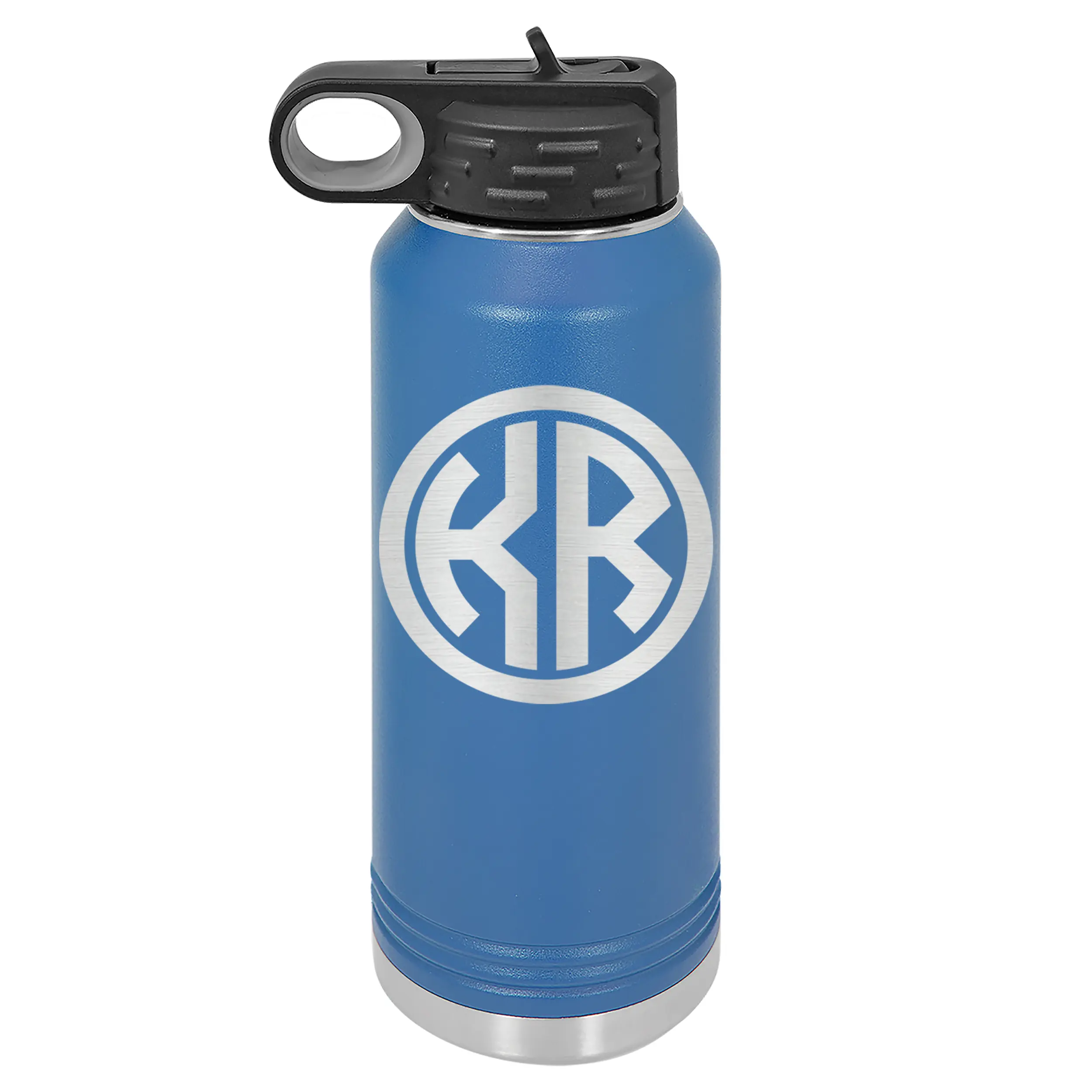 Personalized Monogram Water Bottle — 32-oz Circle Design — Custom 2-3 Letters