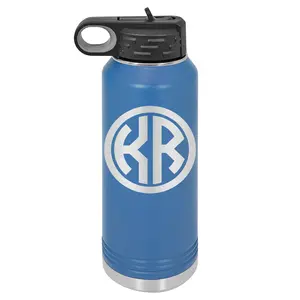 Personalized Monogram Water Bottle — 32-oz Circle Design — Custom 2-3 Letters