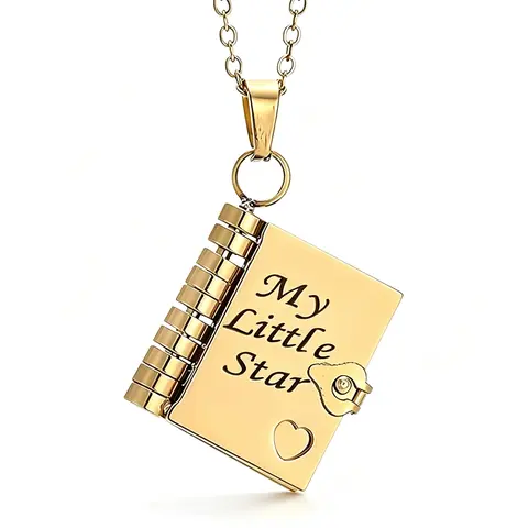 Book Shape My Little Star Book Necklace for Daughter / Granddaughter , Birthday Day Gift Graduation Christmas Jewelry of Love,Everyday Wear,Meaningful Jewelry Gift for Special Occasions