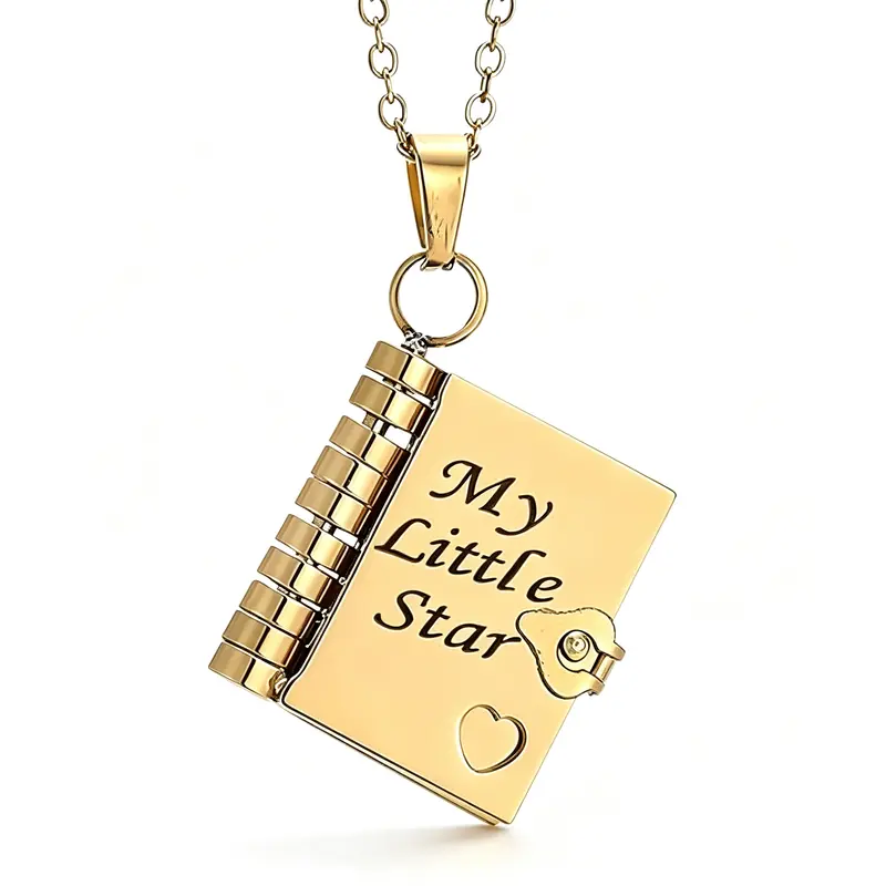 Book Shape My Little Star Book Necklace for Daughter / Granddaughter , Birthday Day Gift Graduation Christmas Jewelry of Love,Everyday Wear,Meaningful Jewelry Gift for Special Occasions