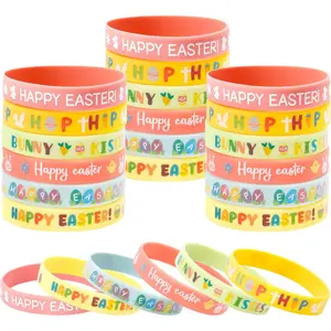 Easter Basket stuffers Egg Fillers for  24 count  Wristbands Bracelets Bulk small Toys  for   Prizes Goodie Bag Stuffers Easter Party Favors Supplies Decorations Accessories