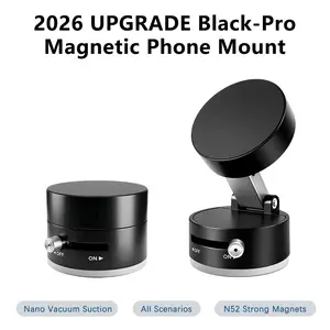 Bedside Magnetic Phone Mount with Nano Suction Base – 360° Adjustable Foldable Stand, Strong N52 Magnet, Fold for Hands-Free Use, Portable Desk & Car Phone Holder