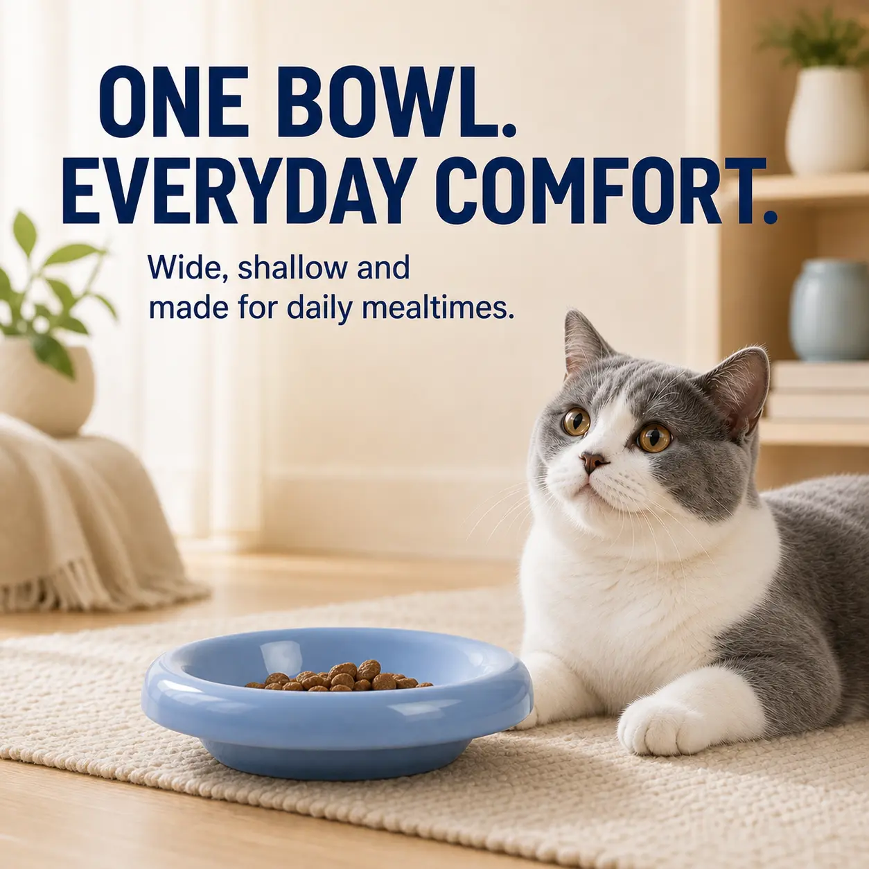 SmartWell Ceramic Cat Bowl Wide Shallow Whisker Friendly Food And Water Dish Glazed Easy Clean Low Profile Everyday Feeder For Indoor Cats And Kittens