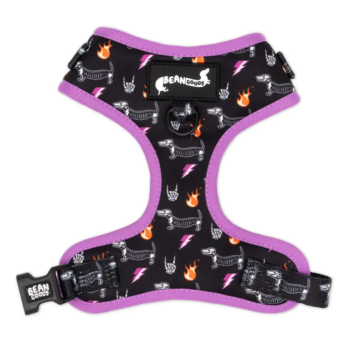 Adjustable Dog Harness - Skeleween Collection with 2 D-Rings & Custom Neoprene Fabric for Spooky Season