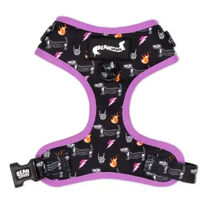 Adjustable Dog Harness - Skeleween Collection with 2 D-Rings & Custom Neoprene Fabric for Spooky Season