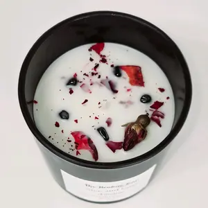 Root Chakra Candle - 9oz Ethically Sourced Healing Crystals & Herbs for Chakra Balance & Meditation