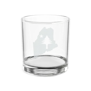 Heritage Maine Engraved Whiskey Glass | Retro Maine Flag Rocks Glass