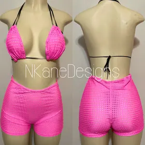 Neon Pink Two Piece Shorts Dance Costume
