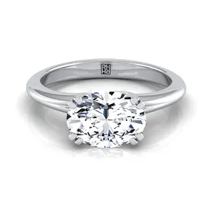 The Spring Solitaire Engagement Ring Setting for Oval Diamonds in Platinum