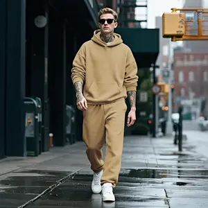 GINGTTO Mens 2 Piece Hoodie & Sweatpants Set Oversized Casual Hoodie Tracksuit Unisex Streetwear,Solid Fall Sportswear Outfits