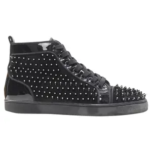 Pre-owned Christian Louboutin Men's Christian Louboutin Louis velvet studded sneaker by Rebag