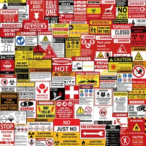 75pcs Warning Signs Slogans, Waterproof Graffiti Stickers, DIY Creative Toys, Home Decor Stickers, Universal Use, Sticker Packs