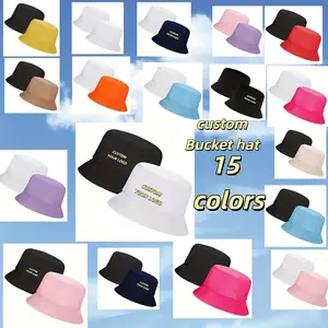 5pcs Custom Bucket Hats - Personalized Logo/Text/Image, Unisex Outdoor Casual Hat, Adjustable Fit, Fun Style, 5 Color Options (Yellow/Black/Blue/Beige/White), Personalized Hat, Travel Accessory, Versatile Fashion Item, Durable Headwear