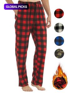 men's plaid print drawstring waist pajama pants, casual soft comfortable polar fleece elastic waist loungewear trousers for fall & winter, valentine's day gifts, valentine's day gift for men, warm men's bottoms for daily wear, menswear