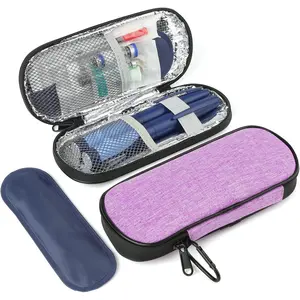 Insulin Pen Cooler Travel Case with 2 Reusable TSA Approved Ice Packs, Diabetic Medication Insulated Cooler Bag Durable Pouch Waterproof Pouch