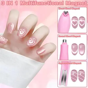 3 in 1 Cat Eye Magnet Nail Tool, Upgraded Nail Magnet Pens, Multi-Function Magnet Stick, Professional & DIY Nail Tools for Salon, Studio or Home, nails kit set, nail tech supplies, nail kit for beginners