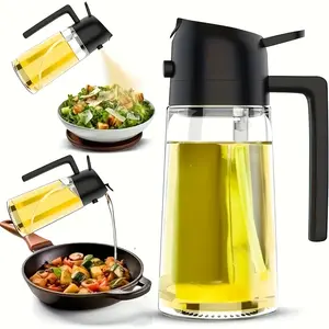 Kitchen olive oil bottle set and sprayer, high-quality glass cooking oil bottle, suitable for air fryers, salads, barbecues, and barbecue tools, precise control food-grade oil sprayer, healthy meal preparation, household oil bottle