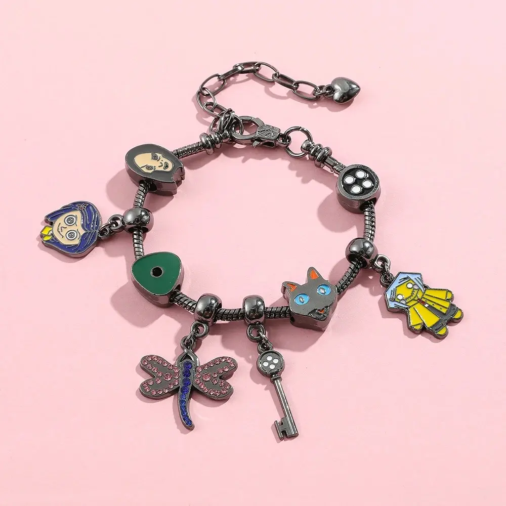 New Luminious Anime Coraline Enamel Pendant The Secret Door Bracelet Coraline Inspired Charm Bracelet – Secret Door Enamel Jewelry Love