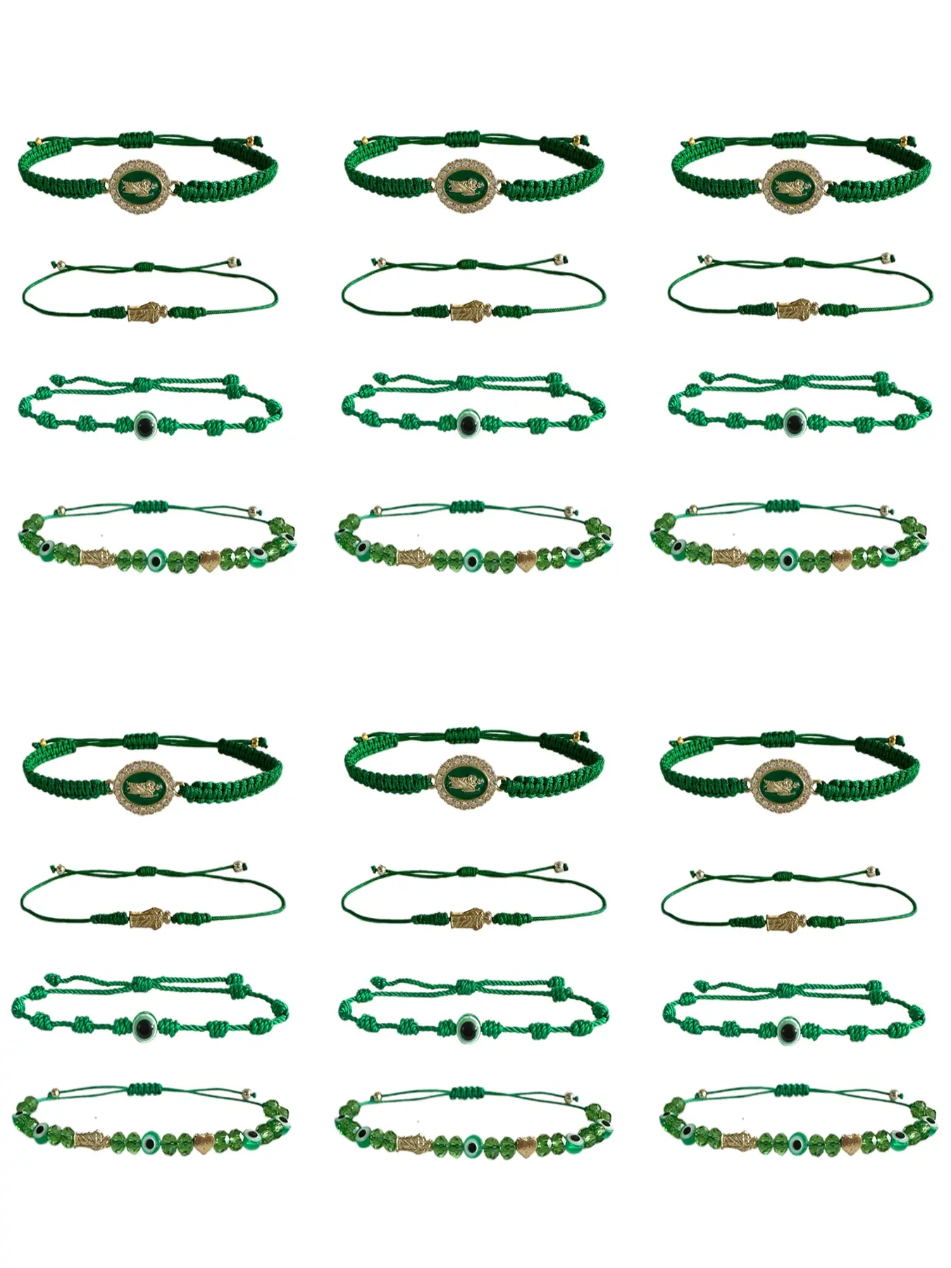 24pcs String Saint Jude Evil Eye 7 Knot Lucky Bracelets, Fashion Bracelets, Mexican Braided San Judas Tadeo Amulet, Unisex Jewelry Gift Set, Rhinestone Decorated Bracelet, Stackable Bracelets