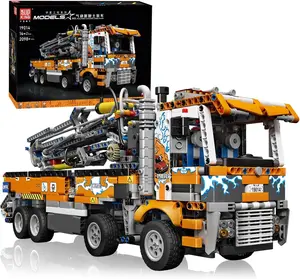 Mould King 19014 Heavy Duty Tow Truck Building Block Sets, 2098 Pieces MOC Concrete Pump Truck Construction Model, Gifts for Adults Collectors Enthusiasts