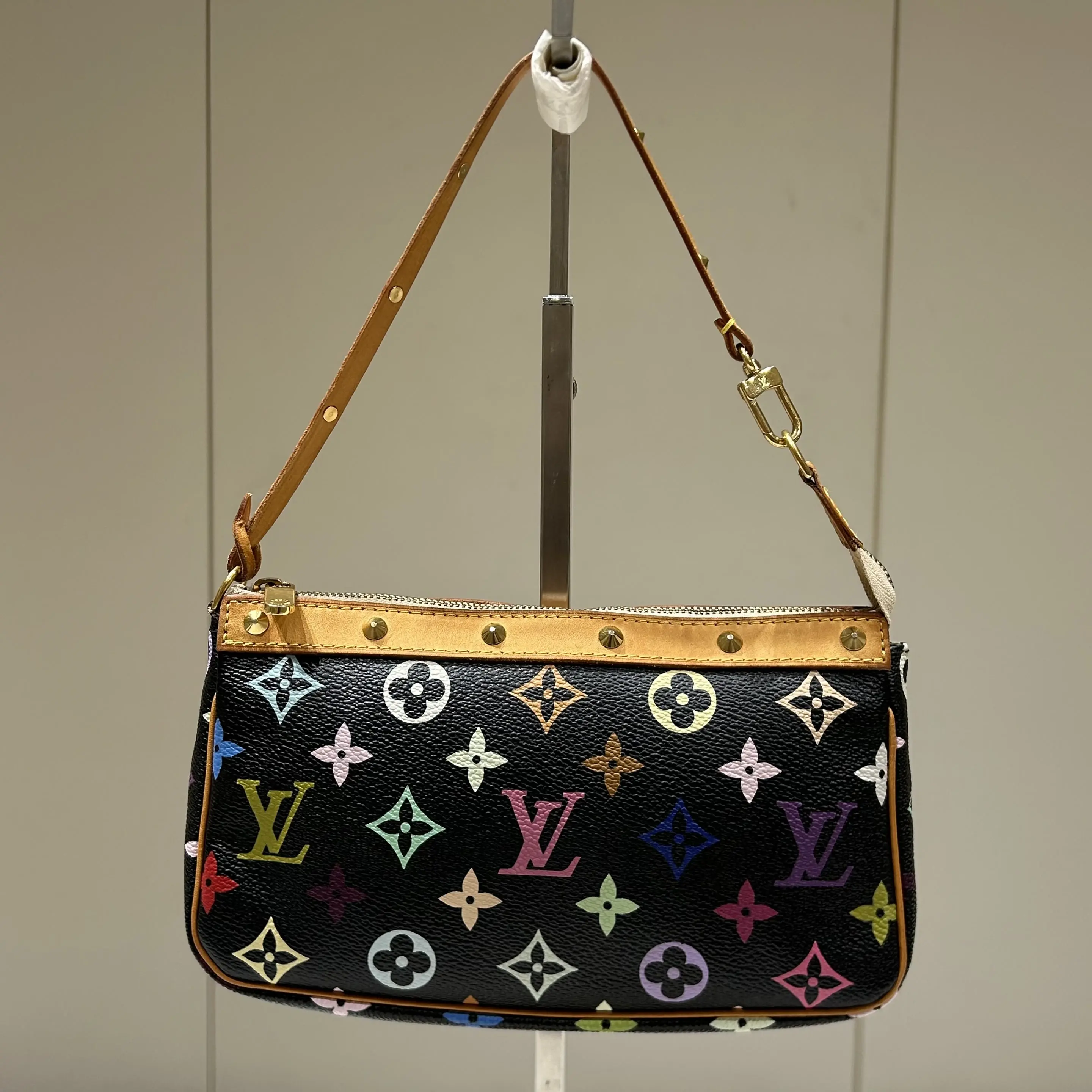 Pre-owned Louis Vuitton Leather Shoulder Bags Monogram Multicolor Pochette Accessories Black 13259200