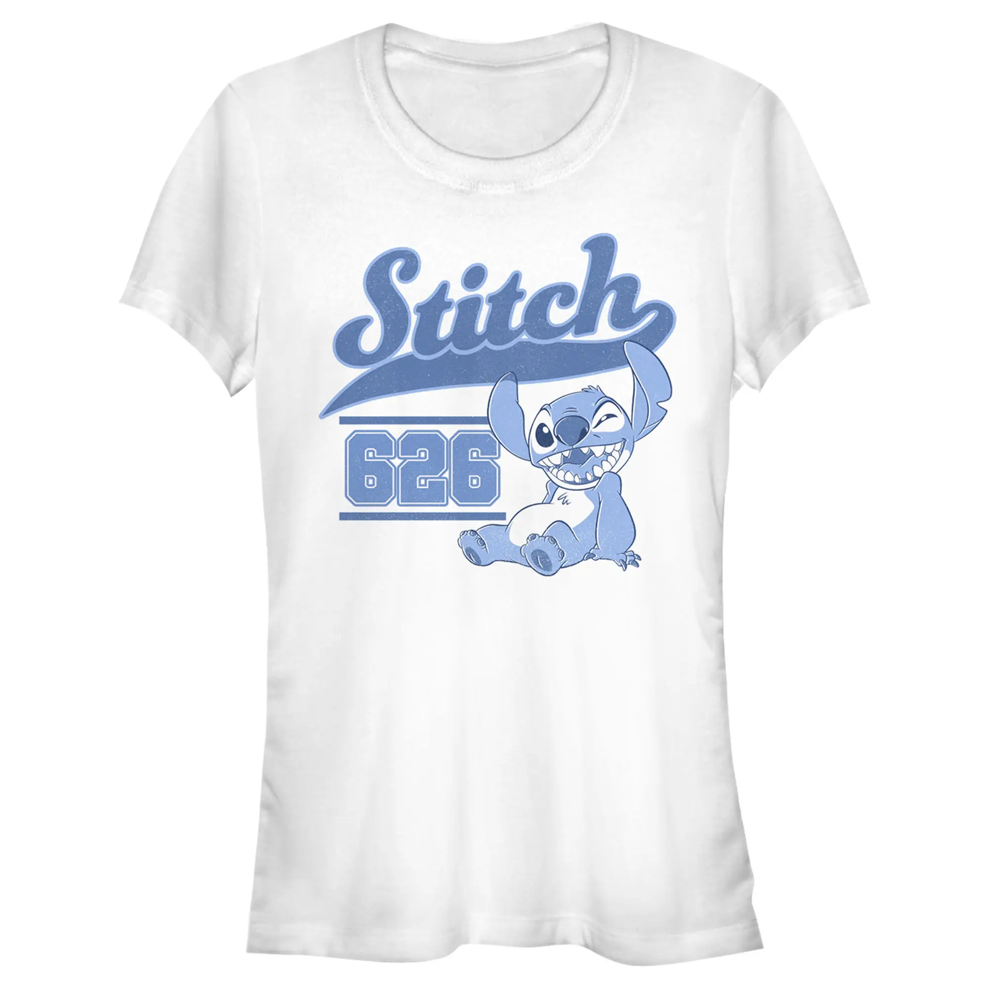 Junior's Women Lilo & Stitch White Collegiate 626 T-Shirt