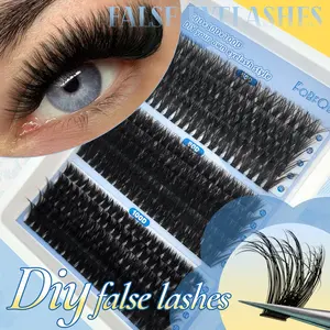 300pcs/210pcs/160pcs Fluffy False Eyelashes, Wispy D Curl, Natural Look, Includes Glue & Tweezers, Anime Fox Fur Lash Extensions, Fluffy Lash Clusters, Diy Volume Eyelashes