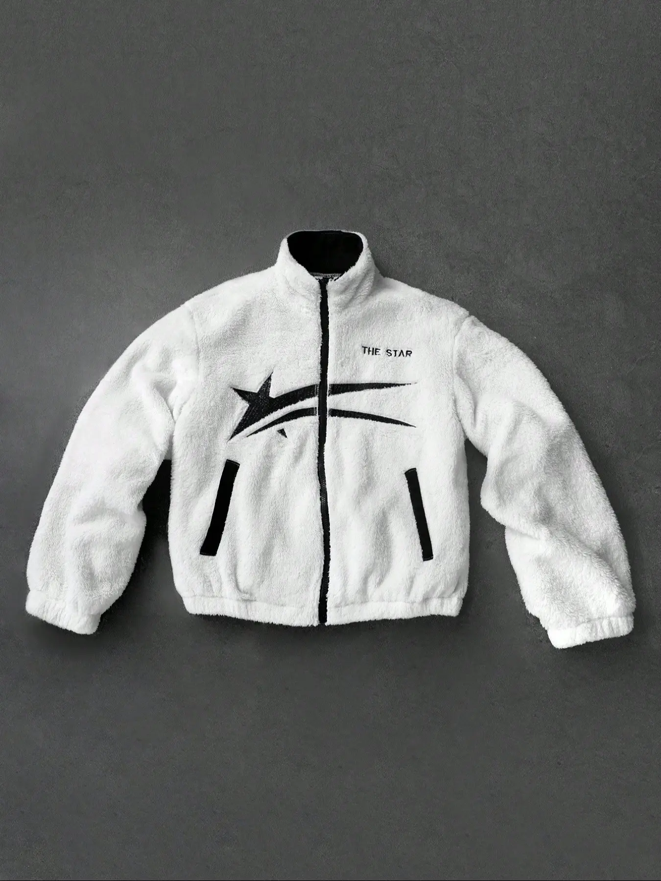 Men's Fleece Jacket with Star Pattern, High Inclusivity, Full Sleeve, Front Zipper, Casual Commuter Wear, Perfect Gift